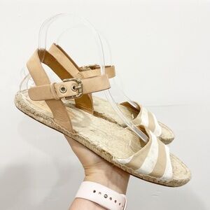 Coach Reena Espadrille Sandal Striped Khaki 8.5